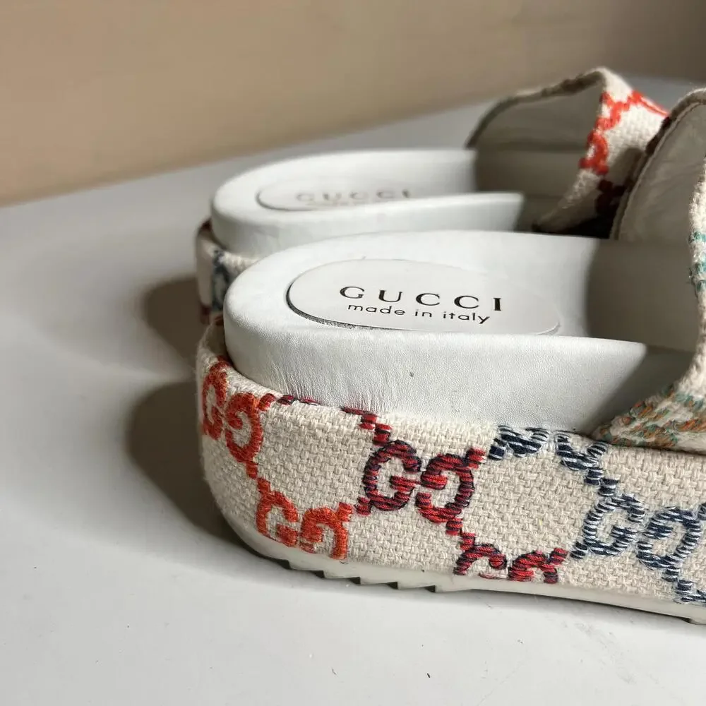 Gucci Women's Sandals Multicolor GG Canvas Slide Platform Made In Italy Monogram - Picture 2 of 11